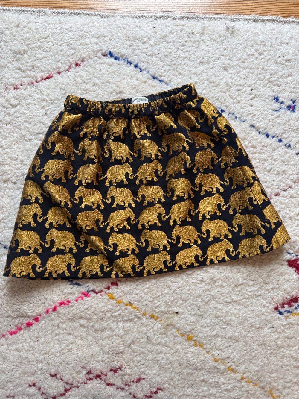 J. Crew Crewcuts Black Skirt with Gold Elephant Print